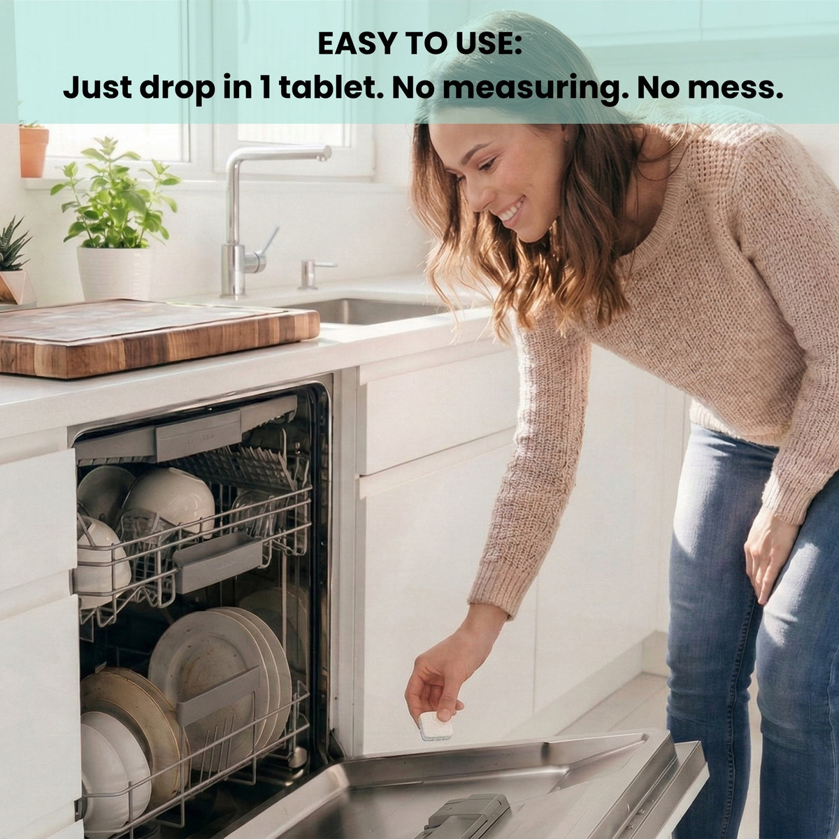 All-in-One Dishwasher Tablets with Built-In Dishwasher Rinse Aid and Water Softener, Unscented, Septic Safe (60pk)